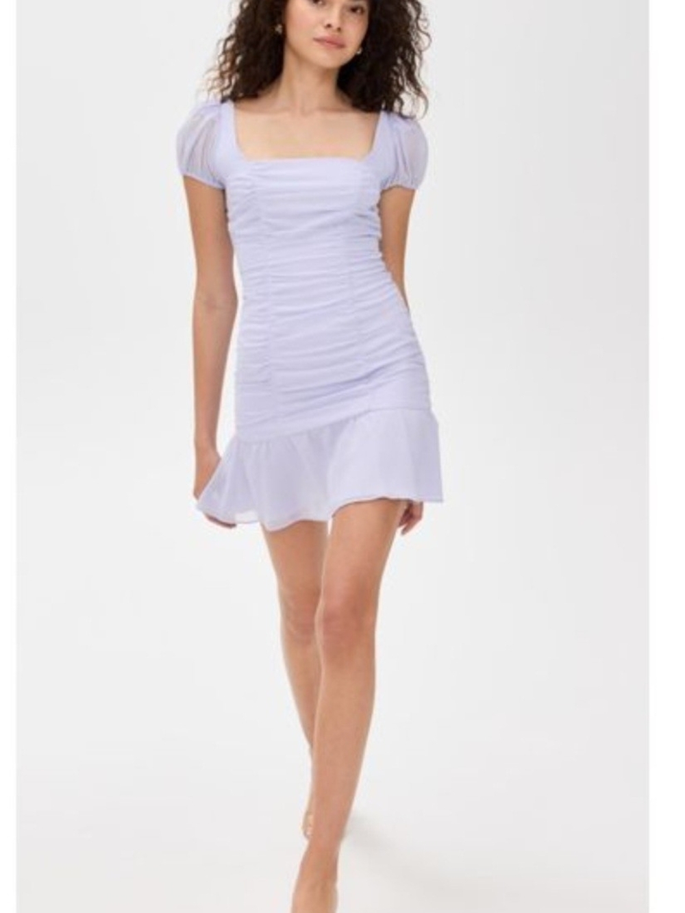 Amanda Uprichard Lavender Square-Neck Ruched Mini Dress NWT Size Medium